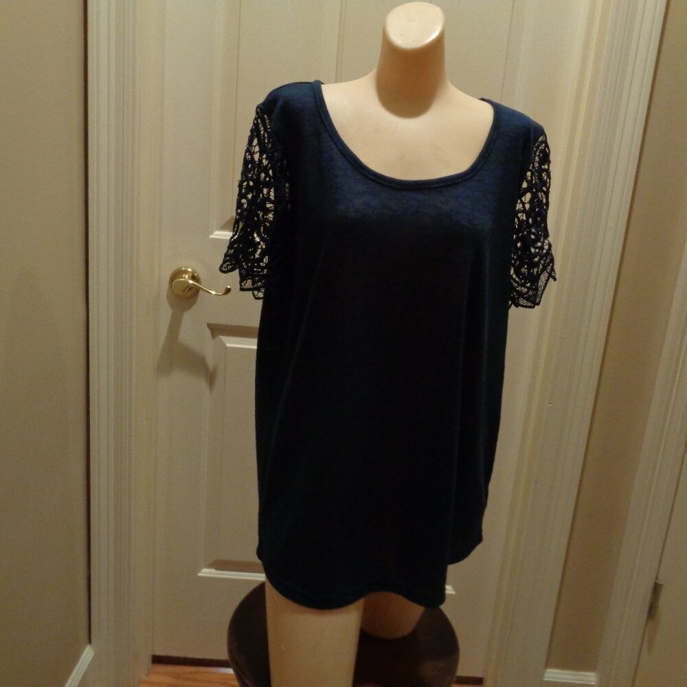 Deep navy top from The Limited with Parker Lace sleeves, scoop neck
